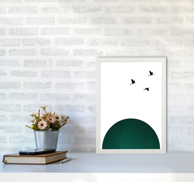 Rising sun emerald Art Print by Pixy Paper A3 Oak Frame