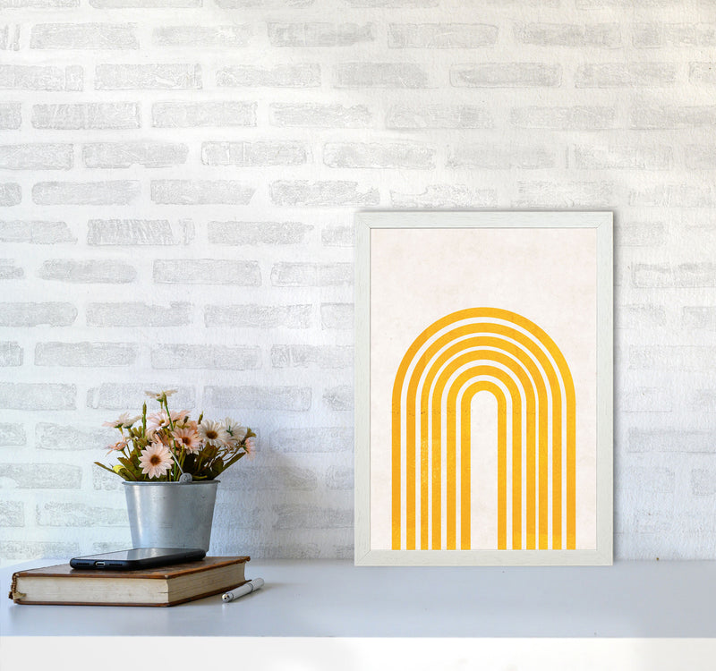 Rainbow mustard Art Print by Pixy Paper A3 Oak Frame