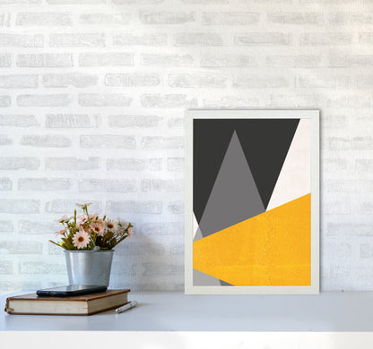 Large triangles mustard Art Print by Pixy Paper A3 Oak Frame