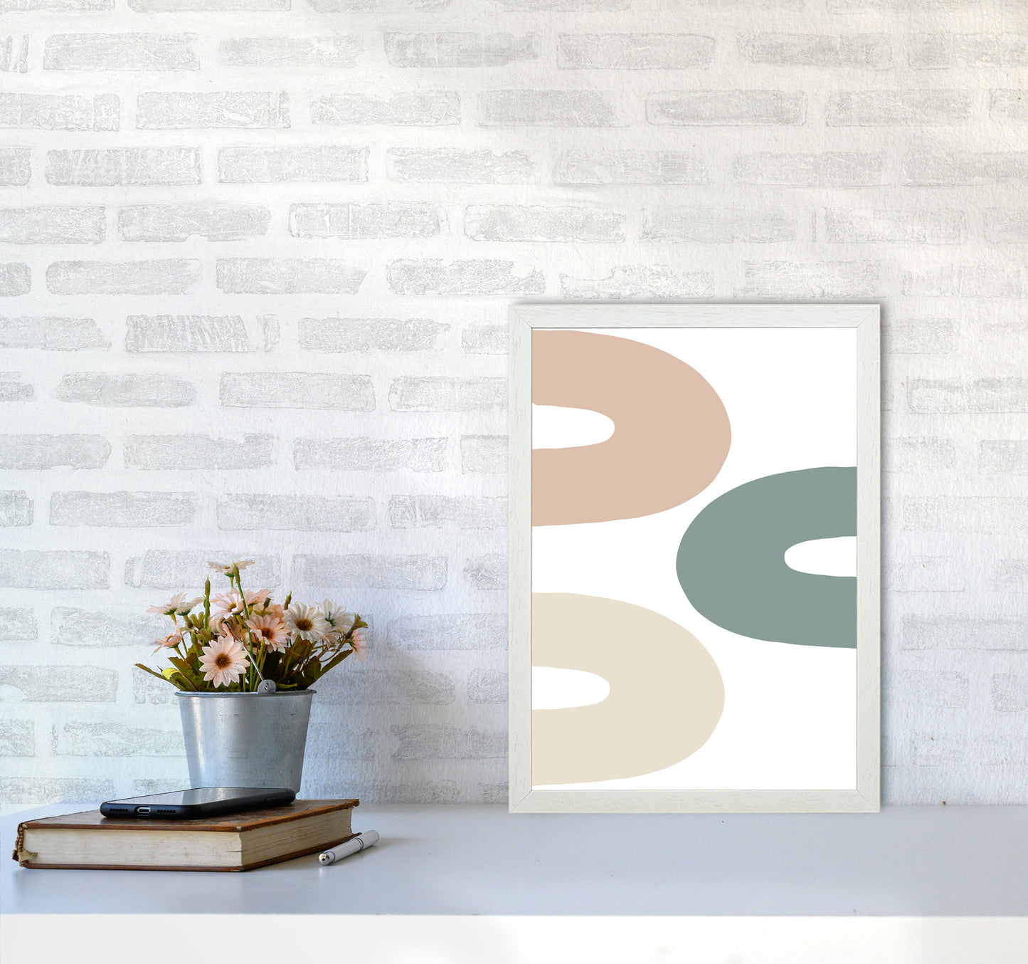 Inspired Three Rainbows Art Print by Pixy Paper A3 Oak Frame
