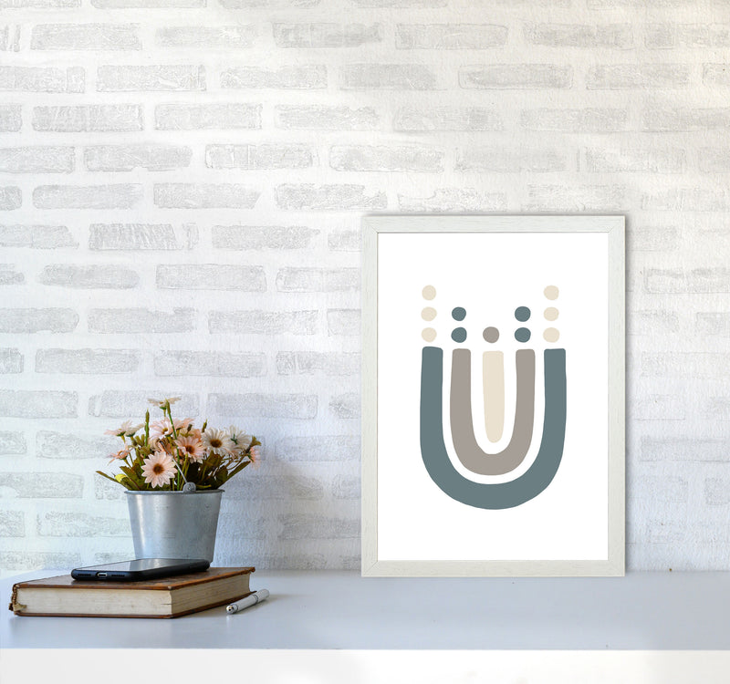 Inspired Upside Down Natural Rainbow White Art Print by Pixy Paper A3 Oak Frame