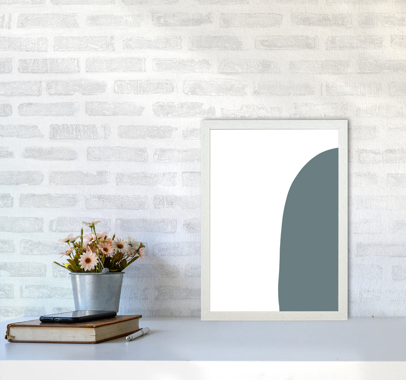 Inspired Teal Half Stone Right Art Print by Pixy Paper A3 Oak Frame