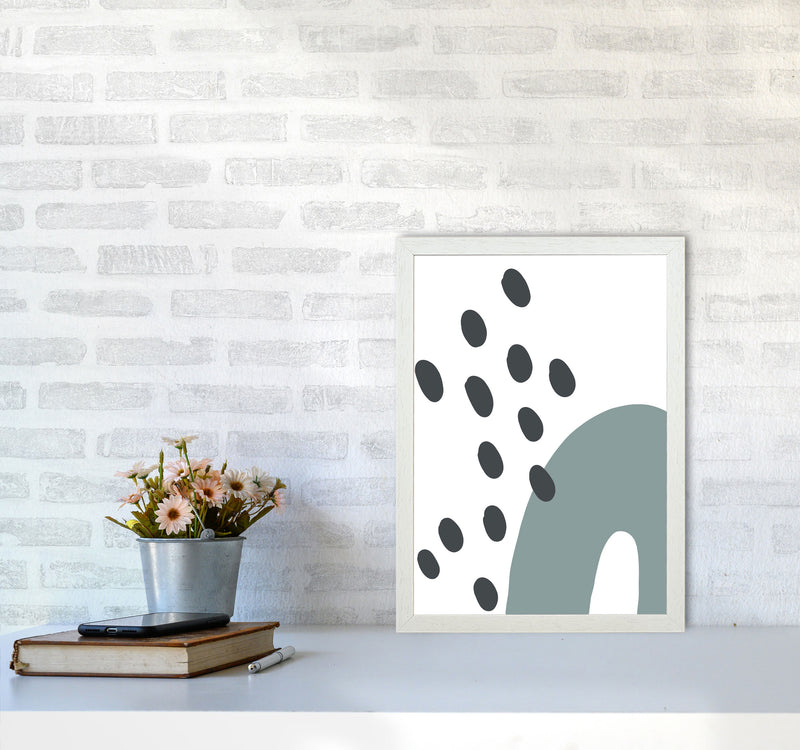Inspired Teal Rainbow with Polka Art Print by Pixy Paper A3 Oak Frame