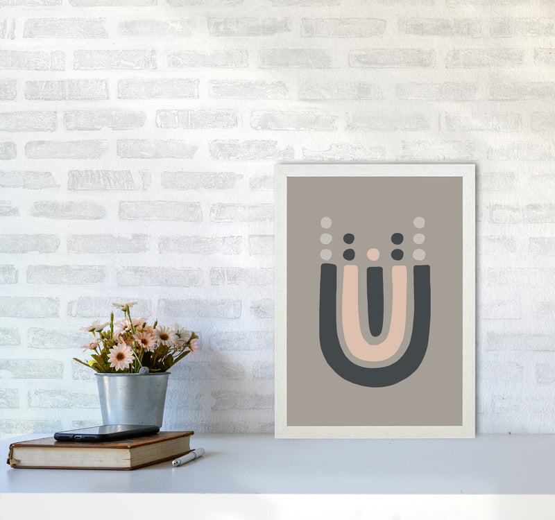 Inspired Upside Down Natural Rainbow Taupe Art Print by Pixy Paper A3 Oak Frame
