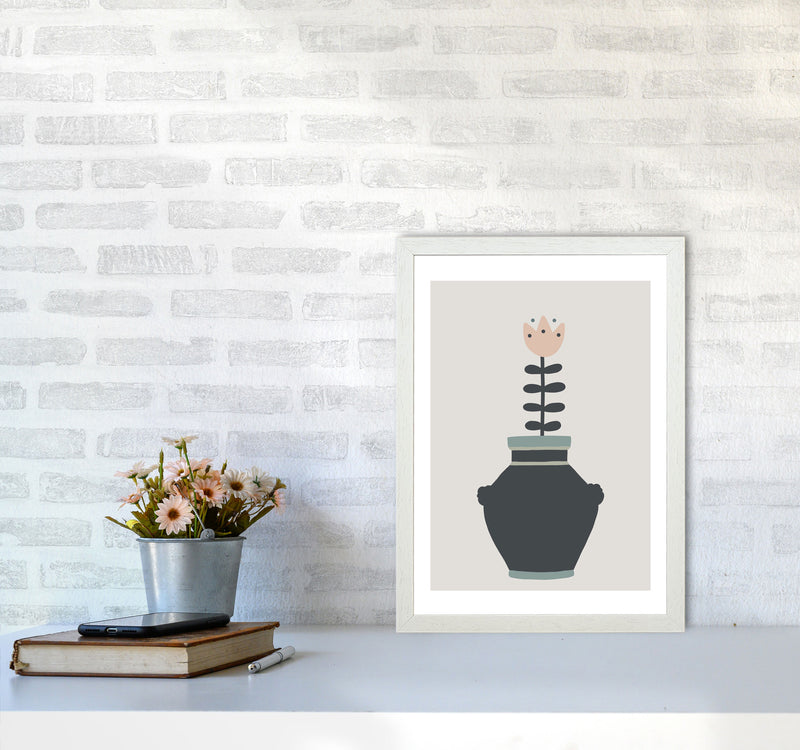 Inspired Plant Pot Stone Art Print by Pixy Paper A3 Oak Frame