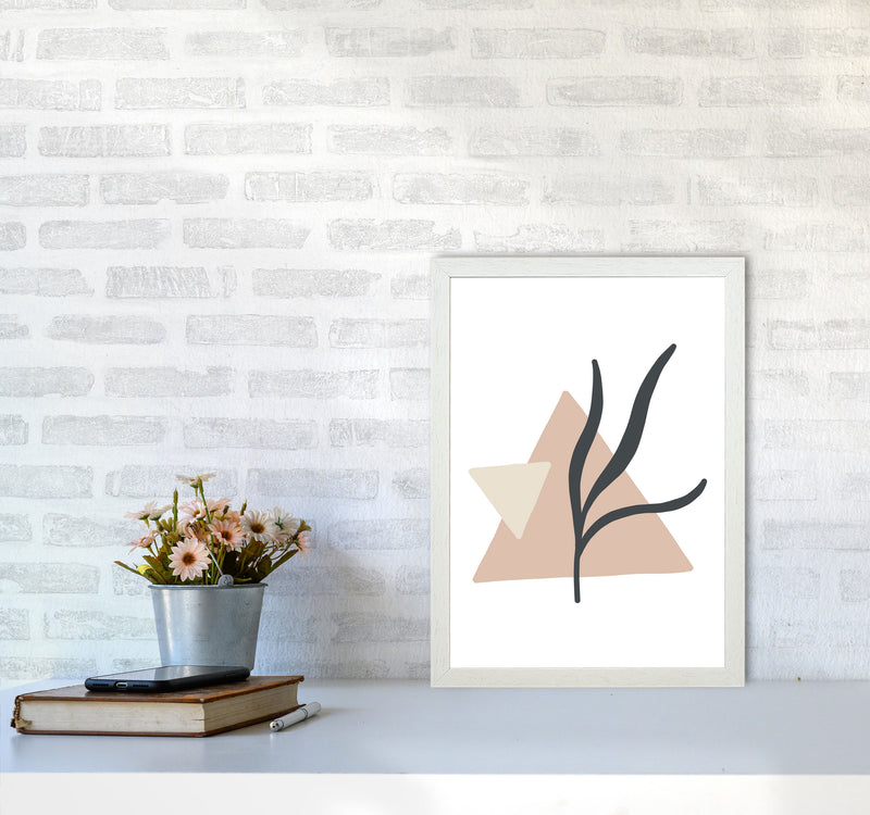 Inspired Pink Triangle Abstract Art Print by Pixy Paper A3 Oak Frame