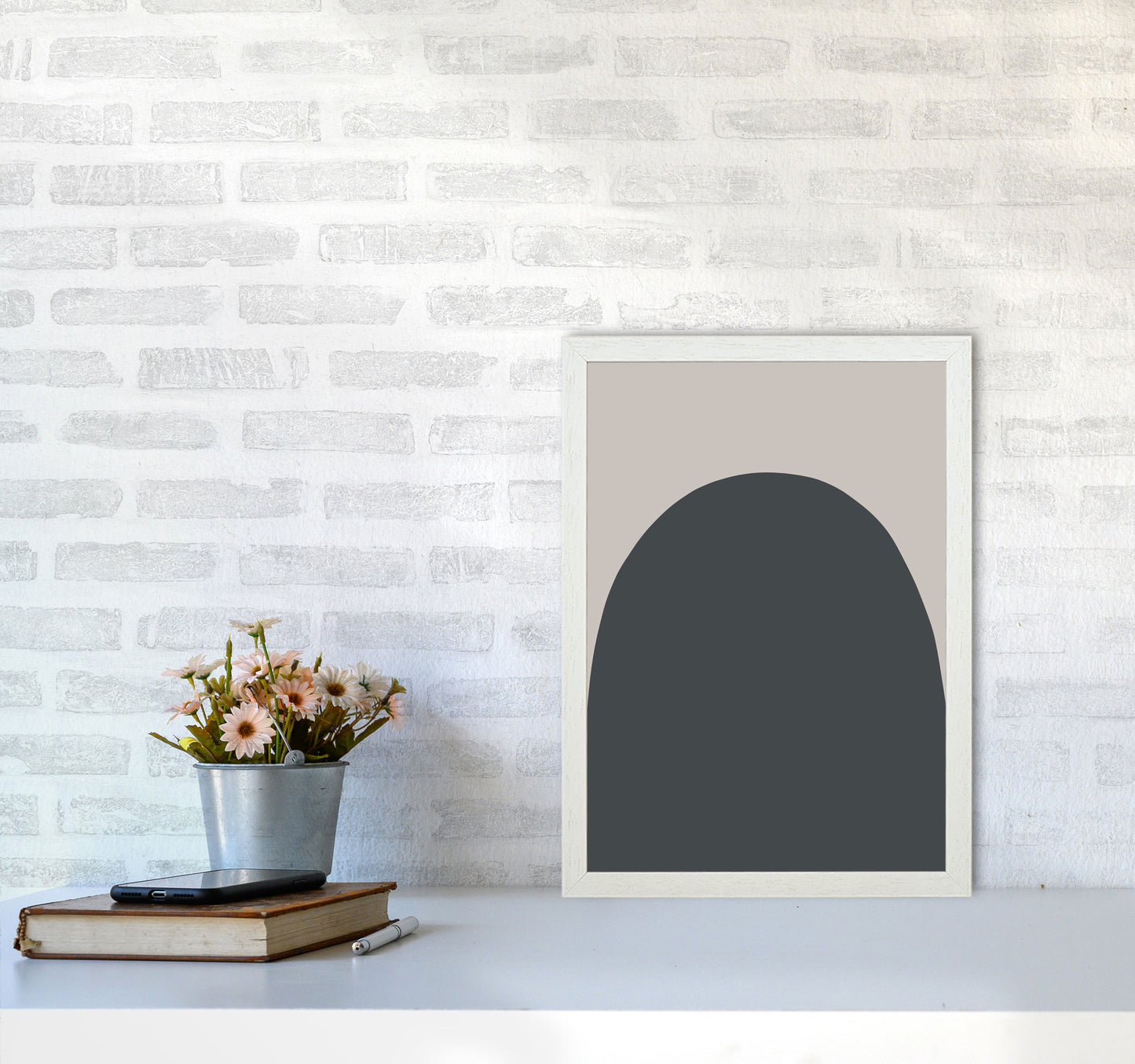 Inspired Off Black and Stone Hill Art Print by Pixy Paper A3 Oak Frame
