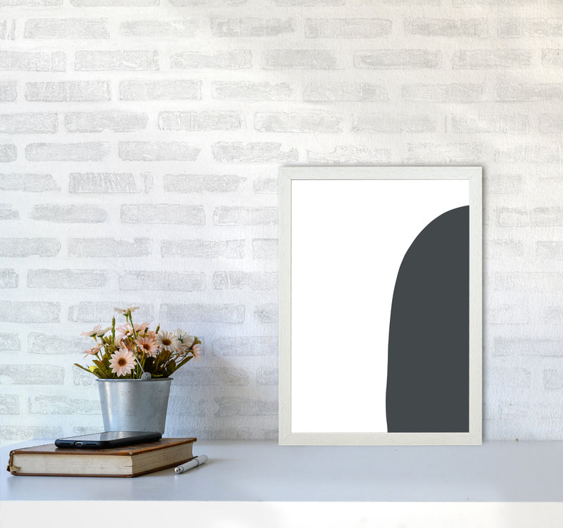 Inspired Off Black Half Stone Right Art Print by Pixy Paper A3 Oak Frame