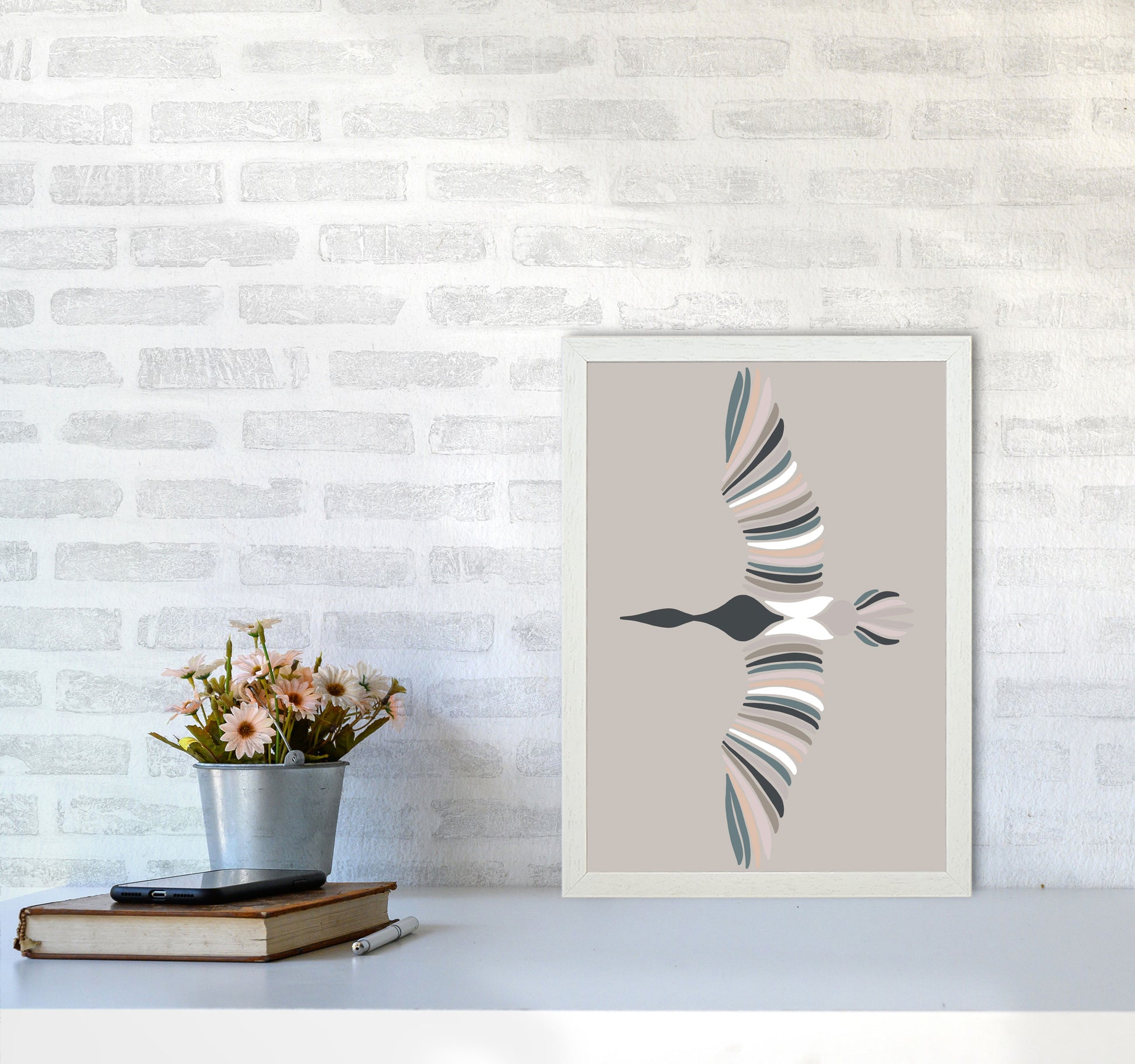 Inspired Bird Art Print by Pixy Paper A3 Oak Frame