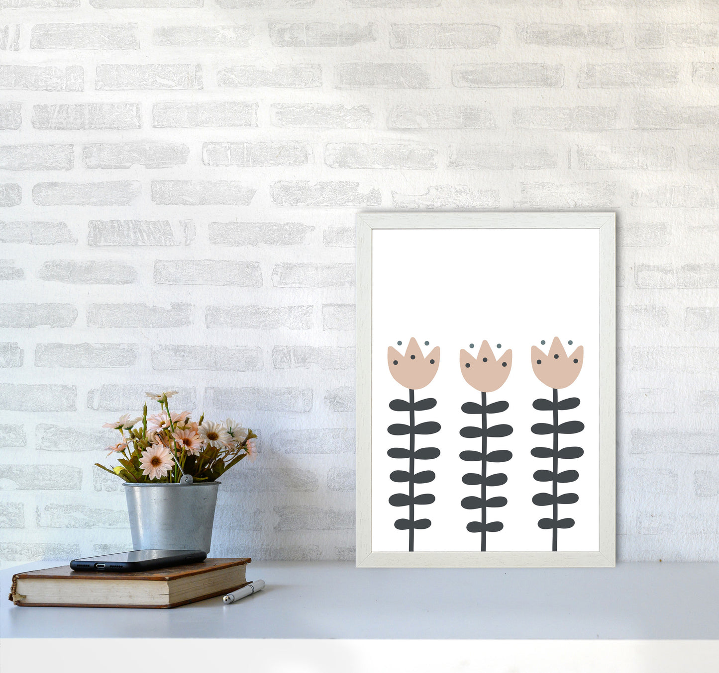 Inspired Flowers Art Print by Pixy Paper A3 Oak Frame