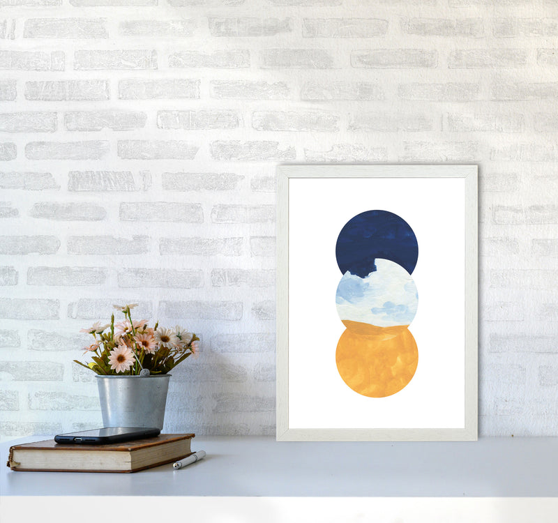 Horizon Abstract Circles  Art Print by Pixy Paper A3 Oak Frame