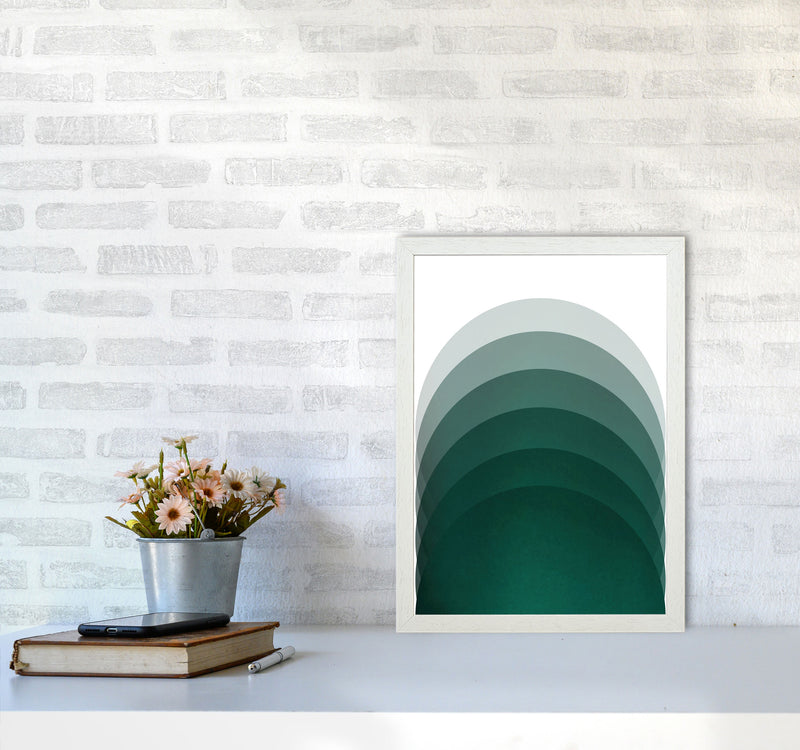 Gradient Sun rising emerald Art Print by Pixy Paper A3 Oak Frame