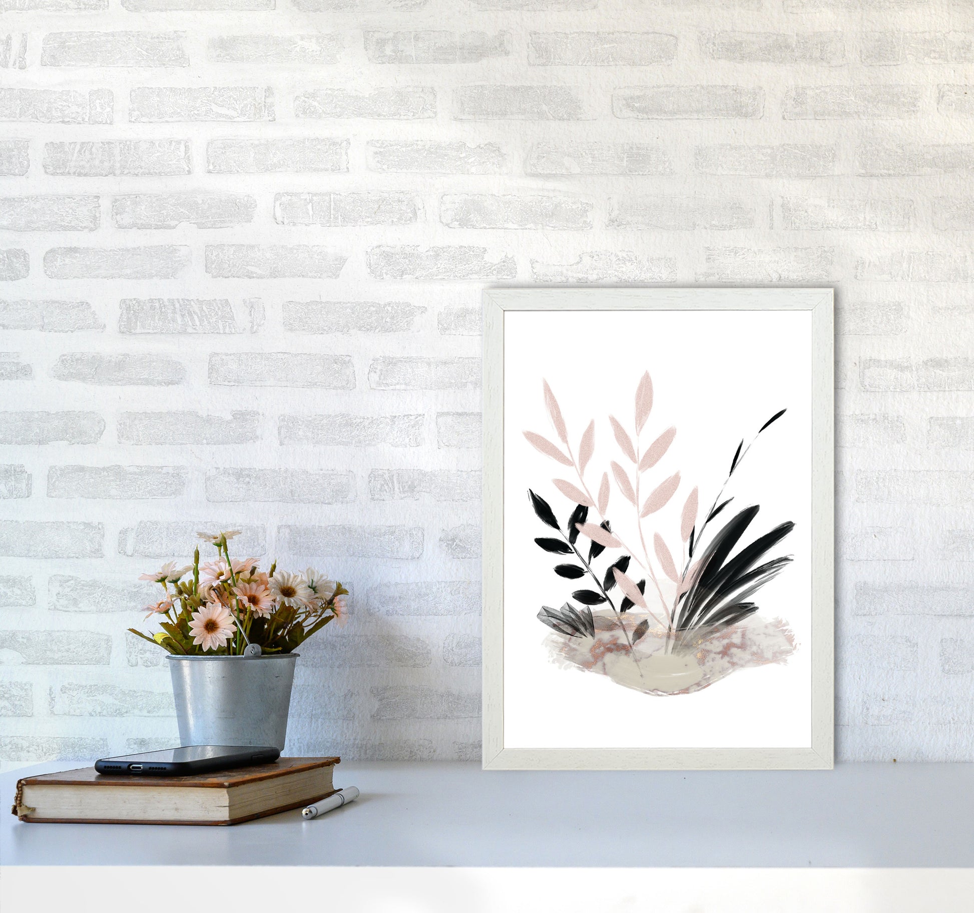 Delicate Floral 05 Art Print by Pixy Paper A3 Oak Frame
