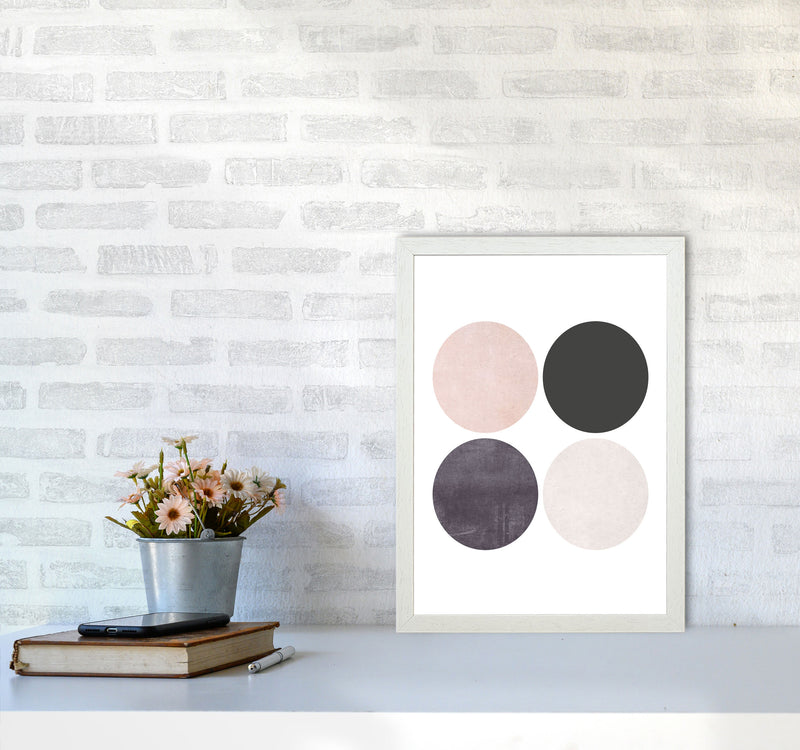 Circles pink cotton Art Print by Pixy Paper A3 Oak Frame
