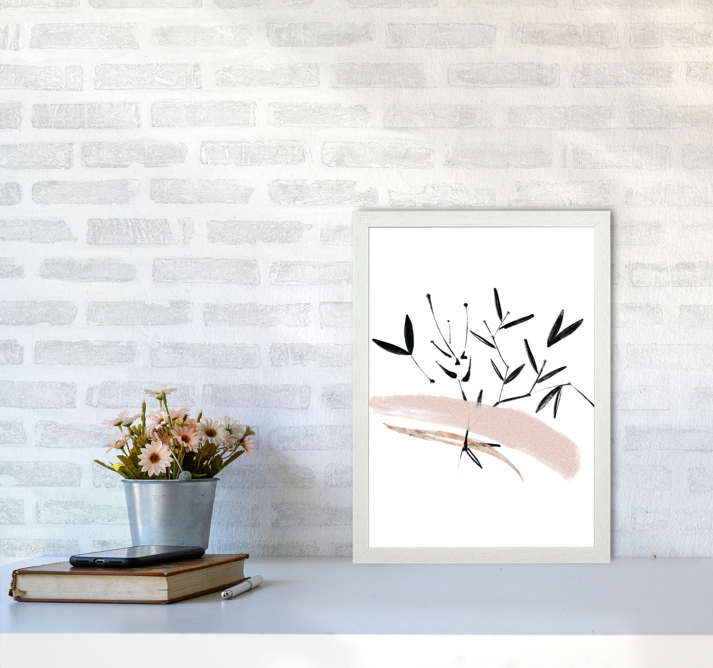 Delicate Floral 06 Art Print by Pixy Paper A3 Oak Frame