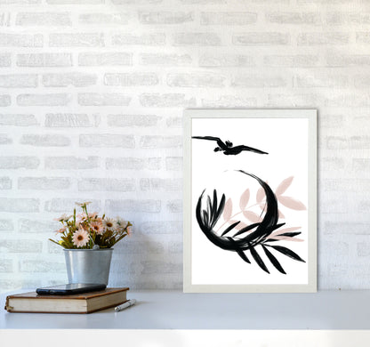 Delicate Floral Moon 08 Art Print by Pixy Paper A3 Oak Frame