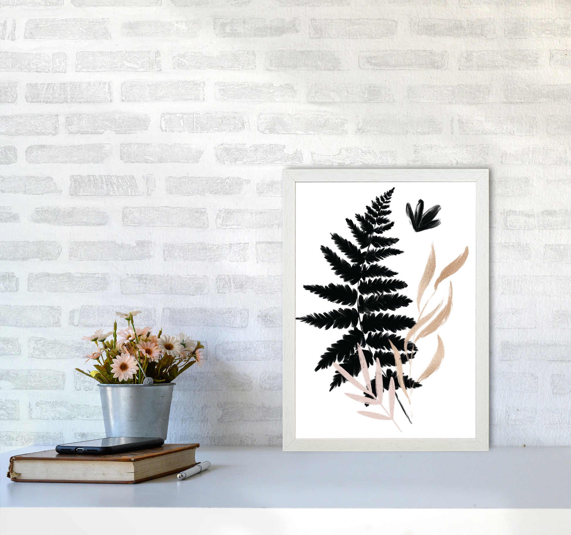 Delicate Floral 07 Art Print by Pixy Paper A3 Oak Frame
