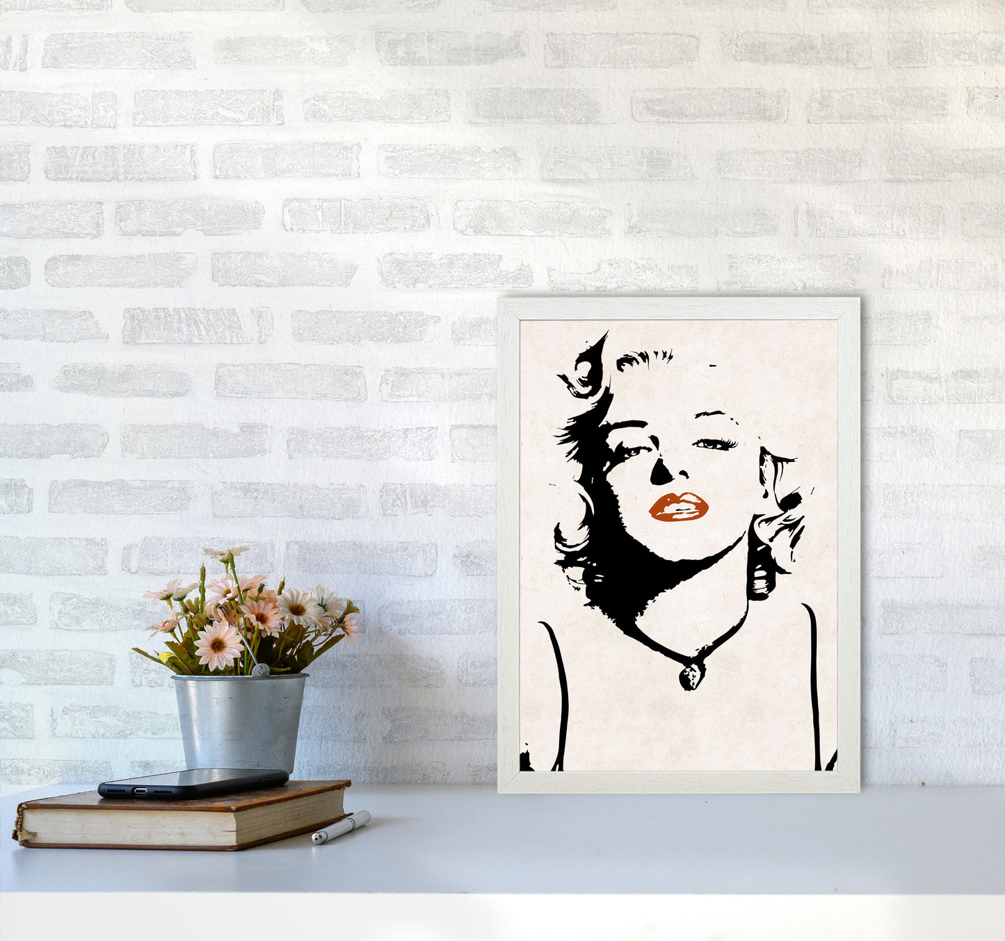 Autumn Marilyn abstract Art Print by Pixy Paper A3 Oak Frame