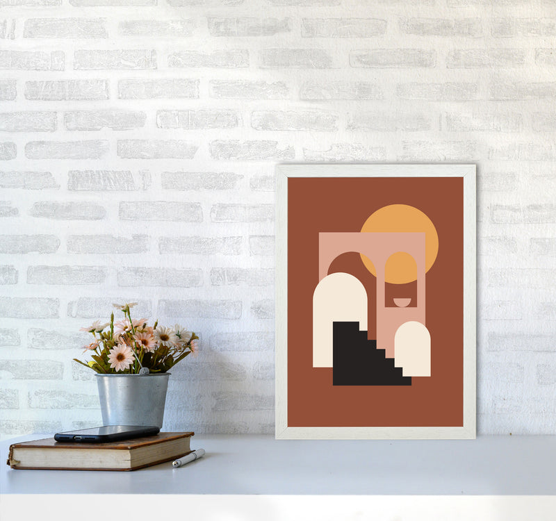 Autumn Sienna abstract Art Print by Pixy Paper A3 Oak Frame
