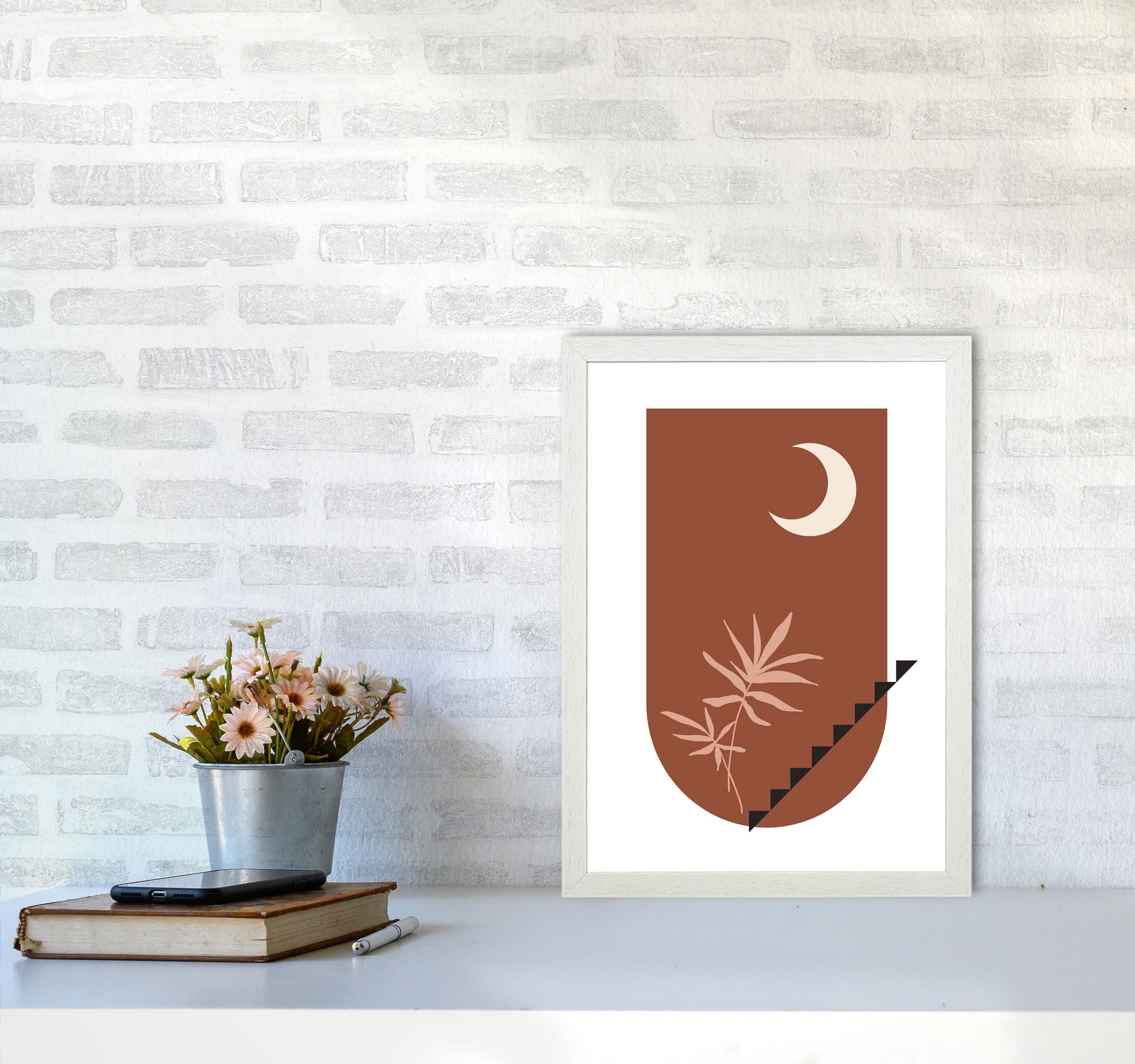 Autumn Willow abstract Art Print by Pixy Paper A3 Oak Frame
