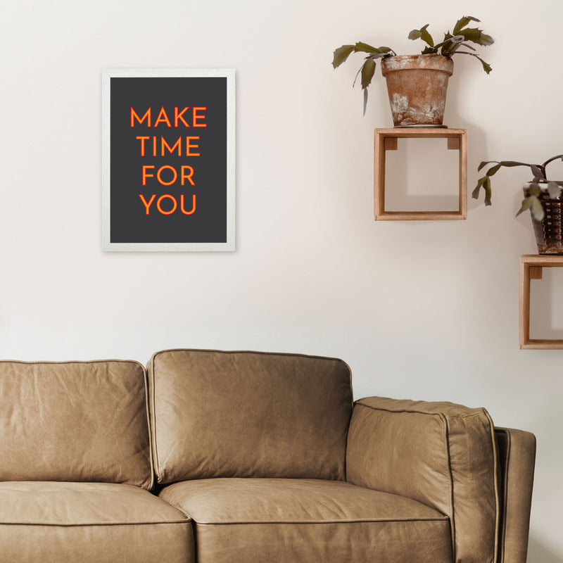 Make Time For You Neon Art Print by Pixy Paper A3 Oak Frame