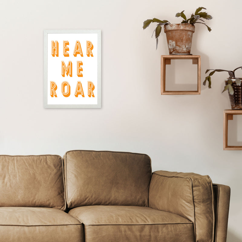Hear Me Roar Art Print by Pixy Paper A3 Oak Frame