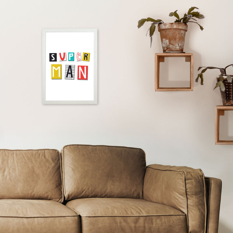 Super man Art Print by Pixy Paper A3 Oak Frame