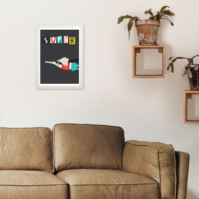 Super elephant Art Print by Pixy Paper A3 Oak Frame