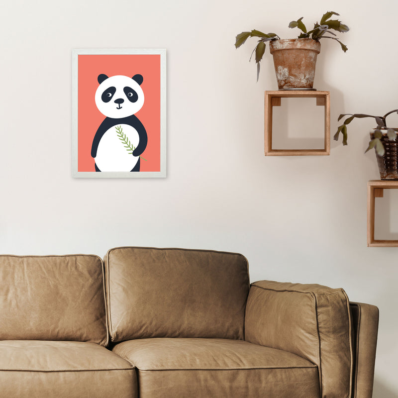 Panda Neutral kids Art Print by Pixy Paper A3 Oak Frame