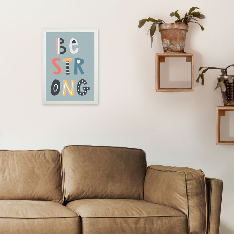 Be strong Neutral kids Art Print by Pixy Paper A3 Oak Frame