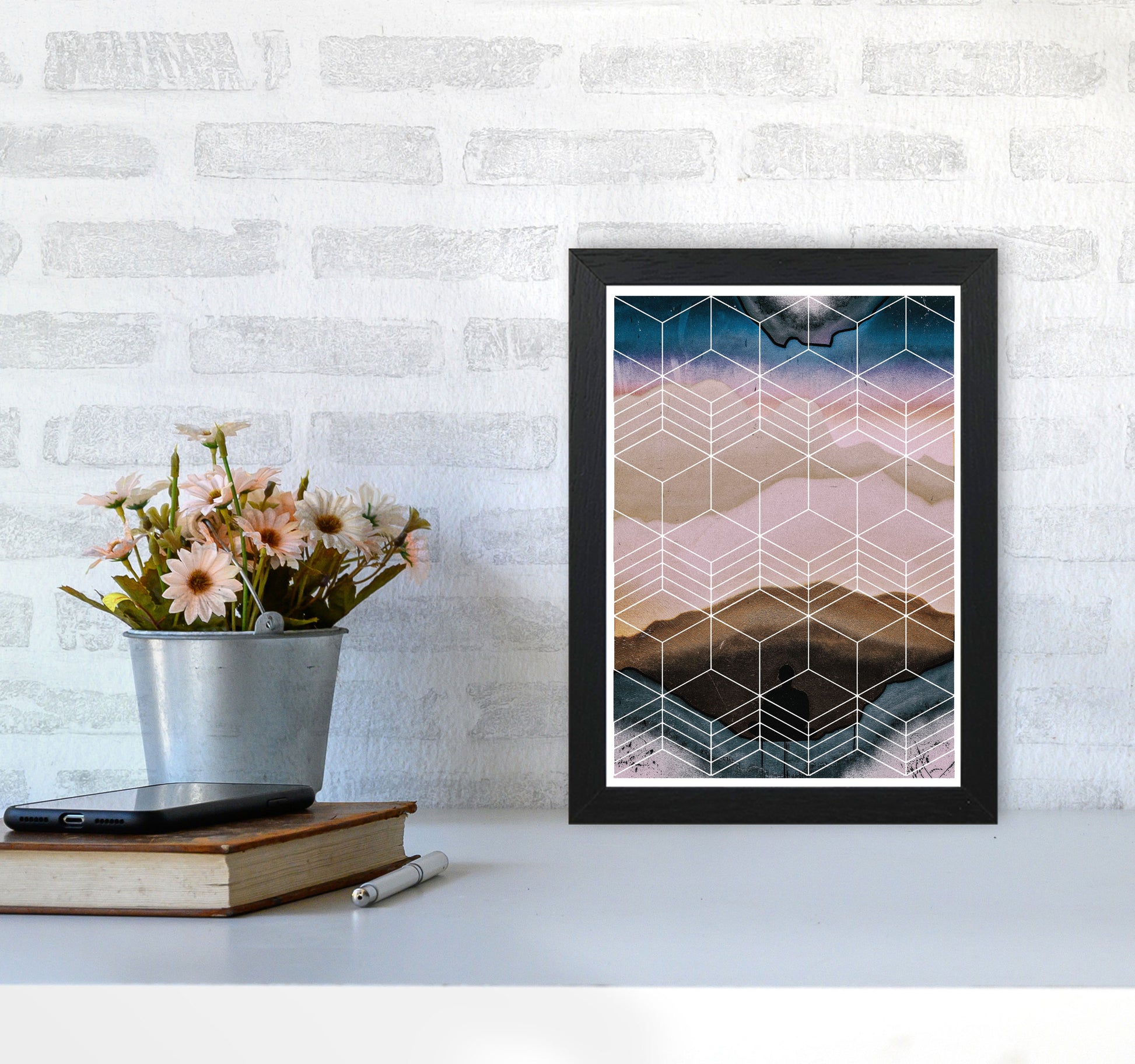 Geometric Abstract Modern Print A4 White Frame