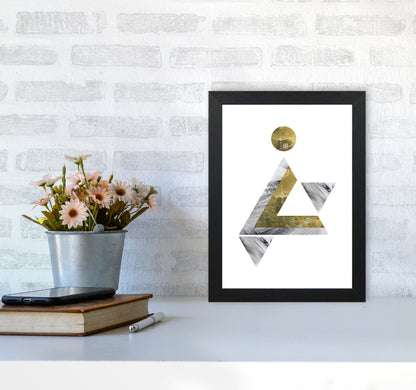 Gold And Grey Triangle With Moon Abstract Modern Print A4 White Frame