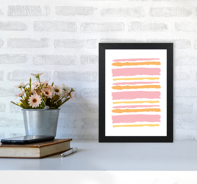 Pink Contrast Abstract Stripes Modern Print A4 White Frame