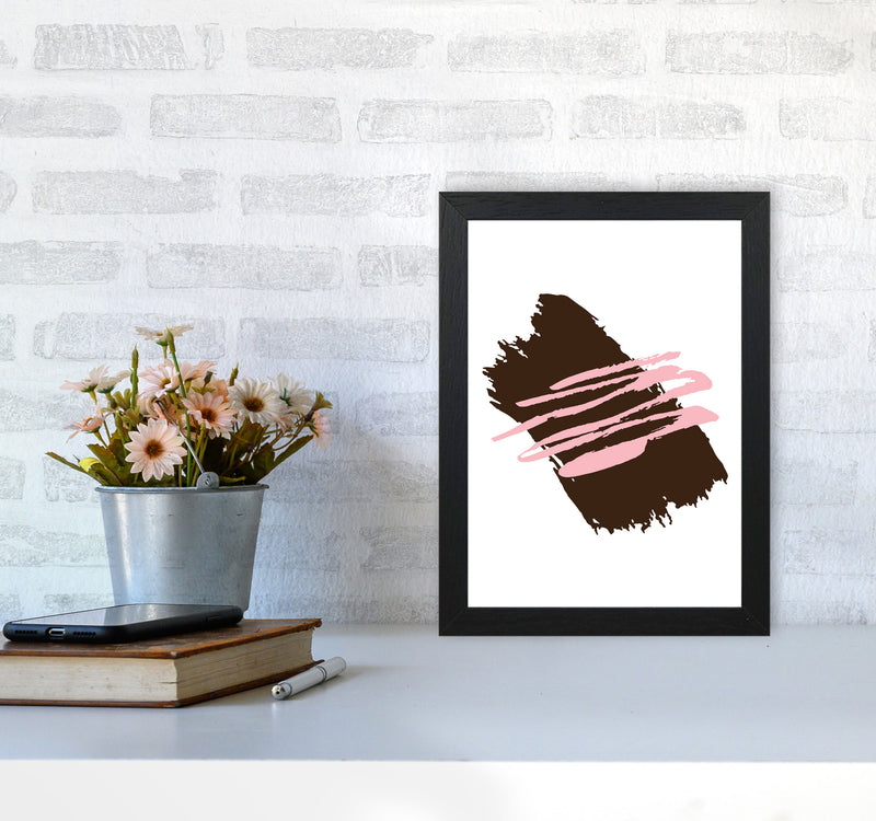Black Jaggered Paint Brush Abstract Modern Print A4 White Frame