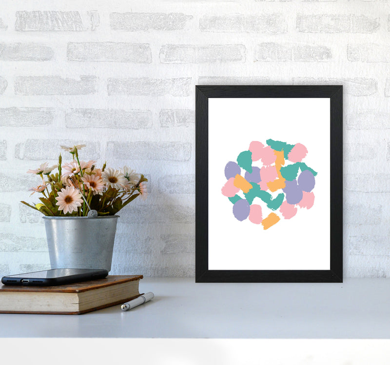 Pink Abstract Paint Splodge Modern Print A4 White Frame