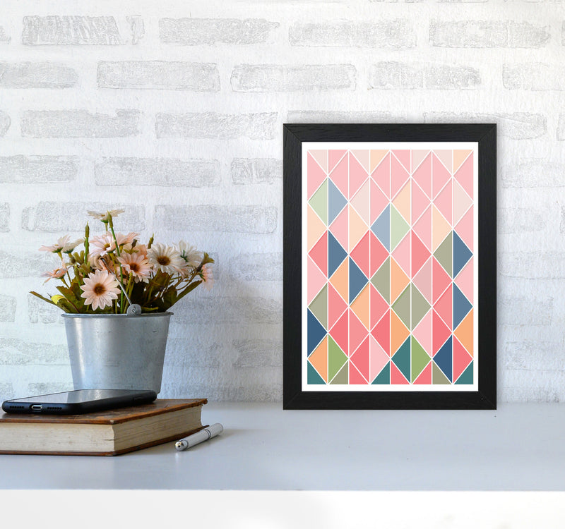 Full Colour Abstract Geo Modern Print A4 White Frame
