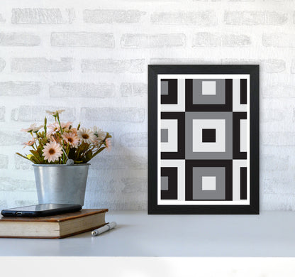 Grey Abstract Patterns 1 Modern Print A4 White Frame