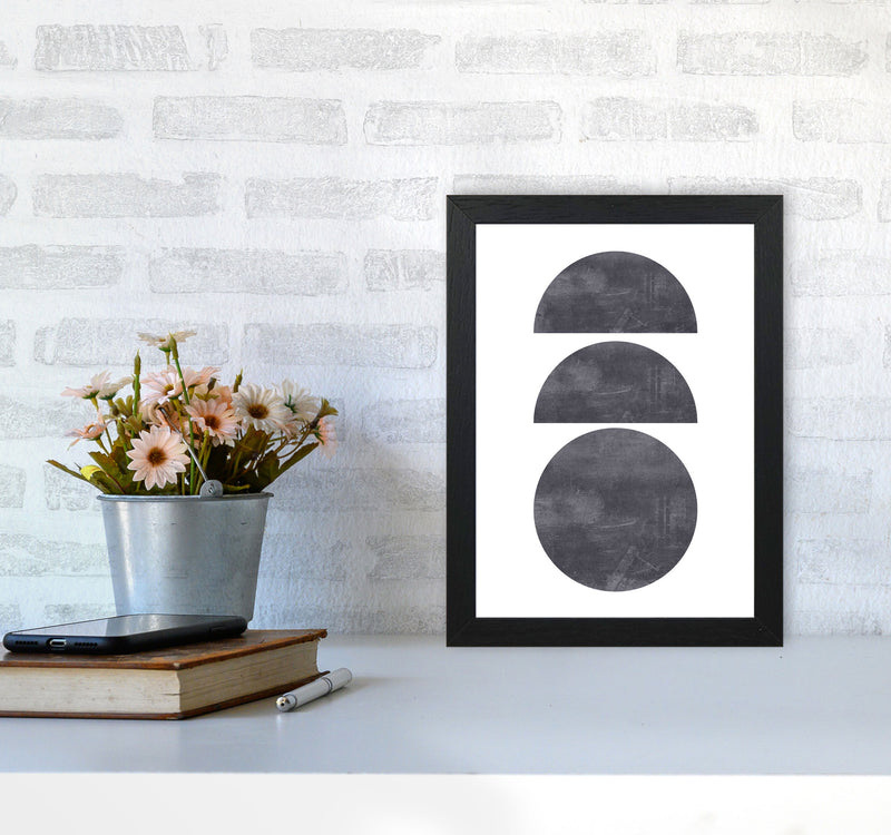 Abstract Scratched Texture Circles Modern Print A4 White Frame
