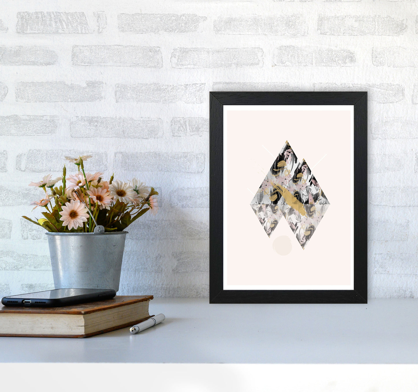 Random Geo Styles 2 Modern Print A4 White Frame