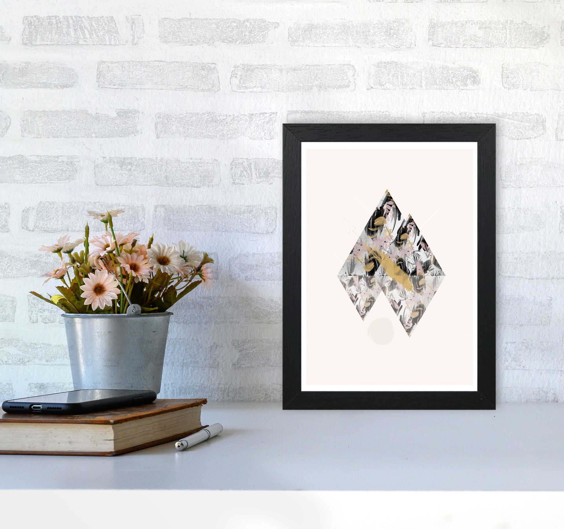 Random Geo Styles 2 Modern Print A4 White Frame