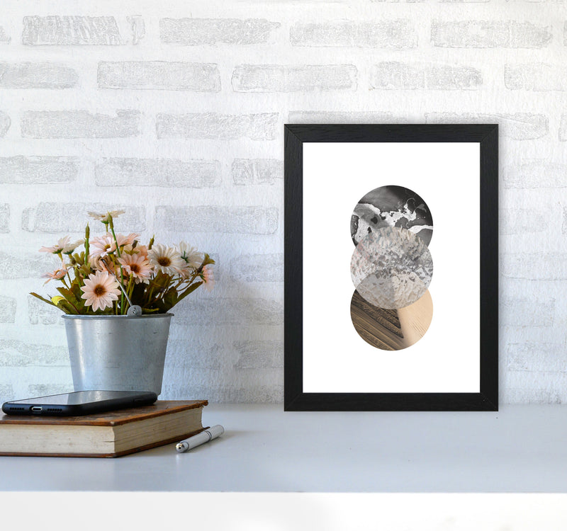 Sand, Glass And Shadow Abstract Circles Modern Print A4 White Frame