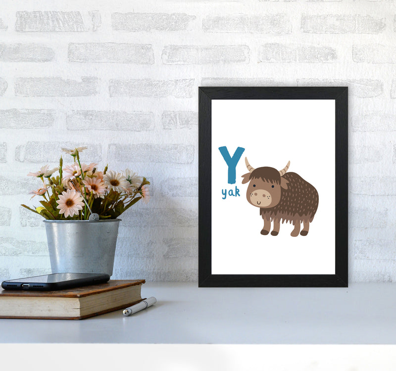 Alphabet Animals, Y Is For Yak Framed Nursey Wall Art Print A4 White Frame
