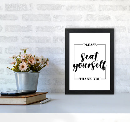 Seat Yourself, Bathroom Modern Print, Framed Bathroom Wall Art A4 White Frame