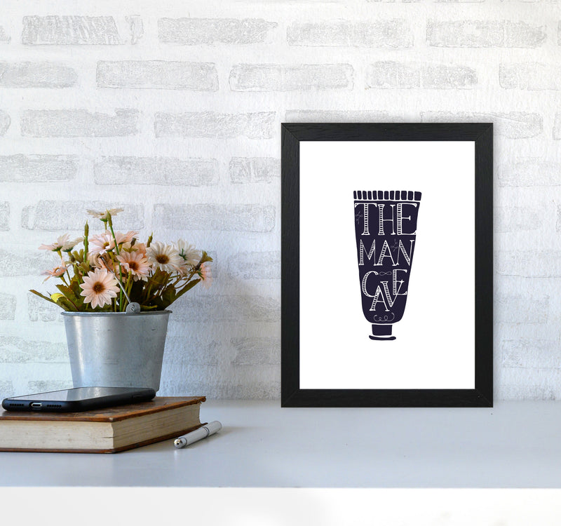 The Man Cave 1 Modern Print, Framed Bathroom Wall Art A4 White Frame