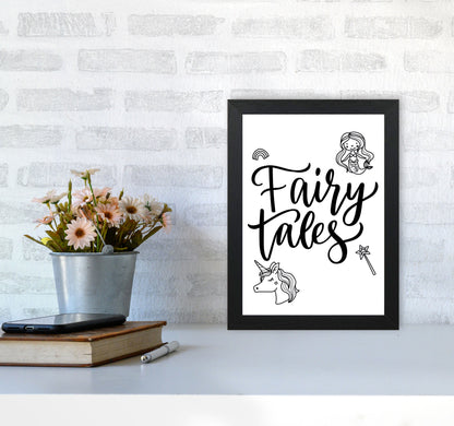 Fairy Tales Black Framed Nursey Wall Art Print A4 White Frame
