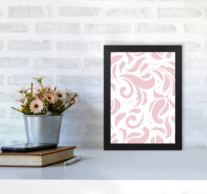 Pink Floral Pattern Modern Print A4 White Frame
