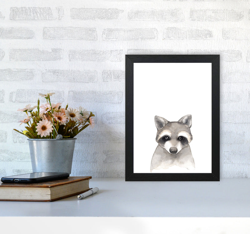 Forest Friends, Cute Raccoon Modern Print Animal Art Print A4 White Frame