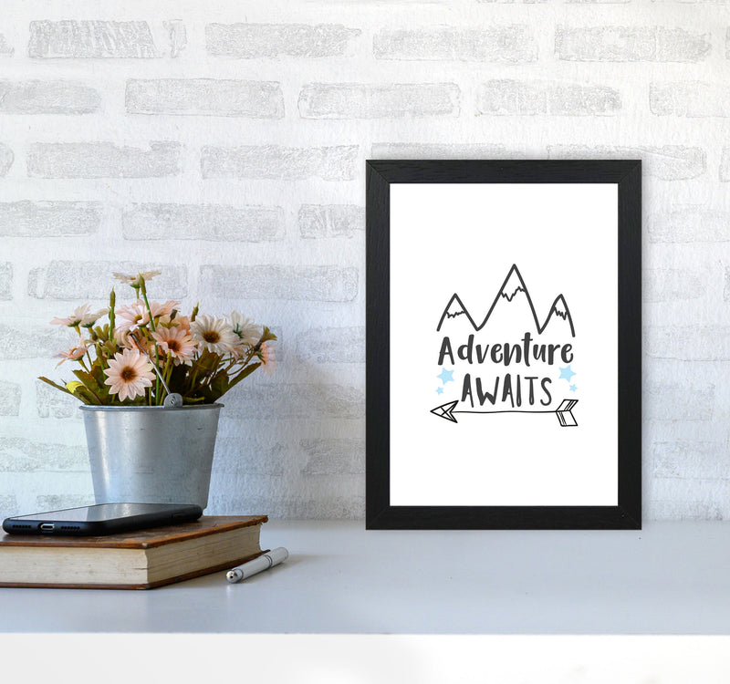 Adventure Awaits Framed Typography Wall Art Print A4 White Frame