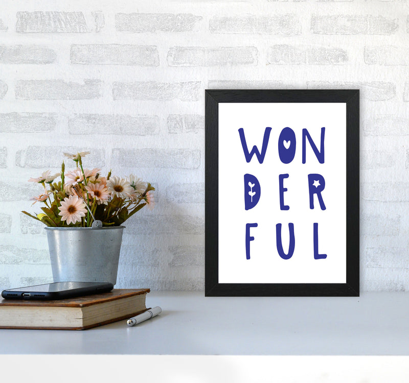 Wonderful Navy Framed Nursey Wall Art Print A4 White Frame