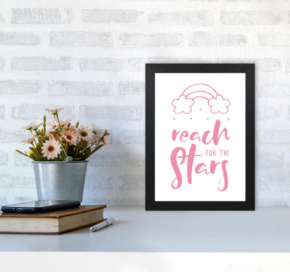 Reach For The Stars Pink Modern Print A4 White Frame